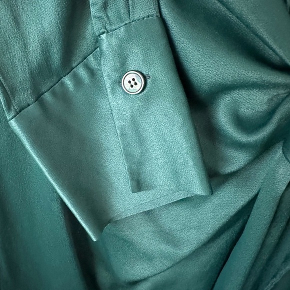 ZARA Limited Edition Green Long Sleeves Maxi Wrap Around Medium Cocktail Dress - Picture 8 of 13